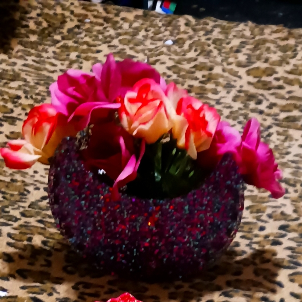 Handmade Art Deco Acrylic Purse/ Hanging Plant Holder Pink/Purple